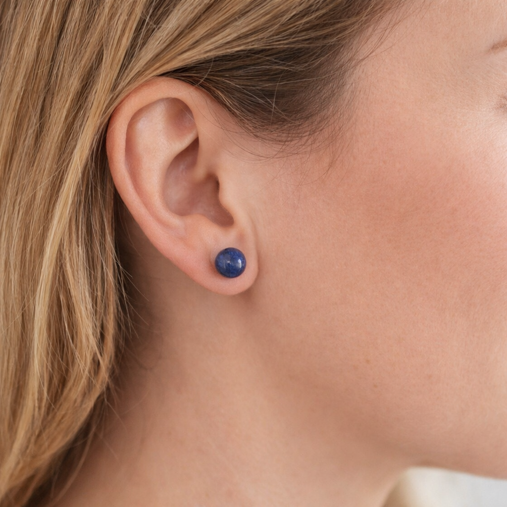Boucles d’Oreilles Lapis Lazuli 8 mm – Énergie & Confiance – Acier Inoxydable