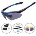 ROCKBROS Fahrradbrille polarisierte Sonnenbrille mit 5 Wechselgläsern - Schwarz Blau