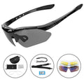 ROCKBROS Fahrradbrille polarisierte Sonnenbrille mit 5 Wechselgläsern - Schwarz