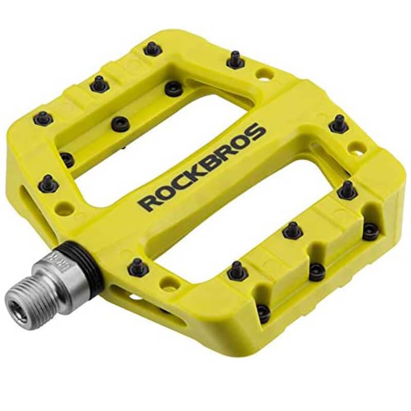 ROCKBROS Fahrradpedale 9/16 Zoll MTB Pedale mit 3 Bearing aus Nylon - Gelb Grün