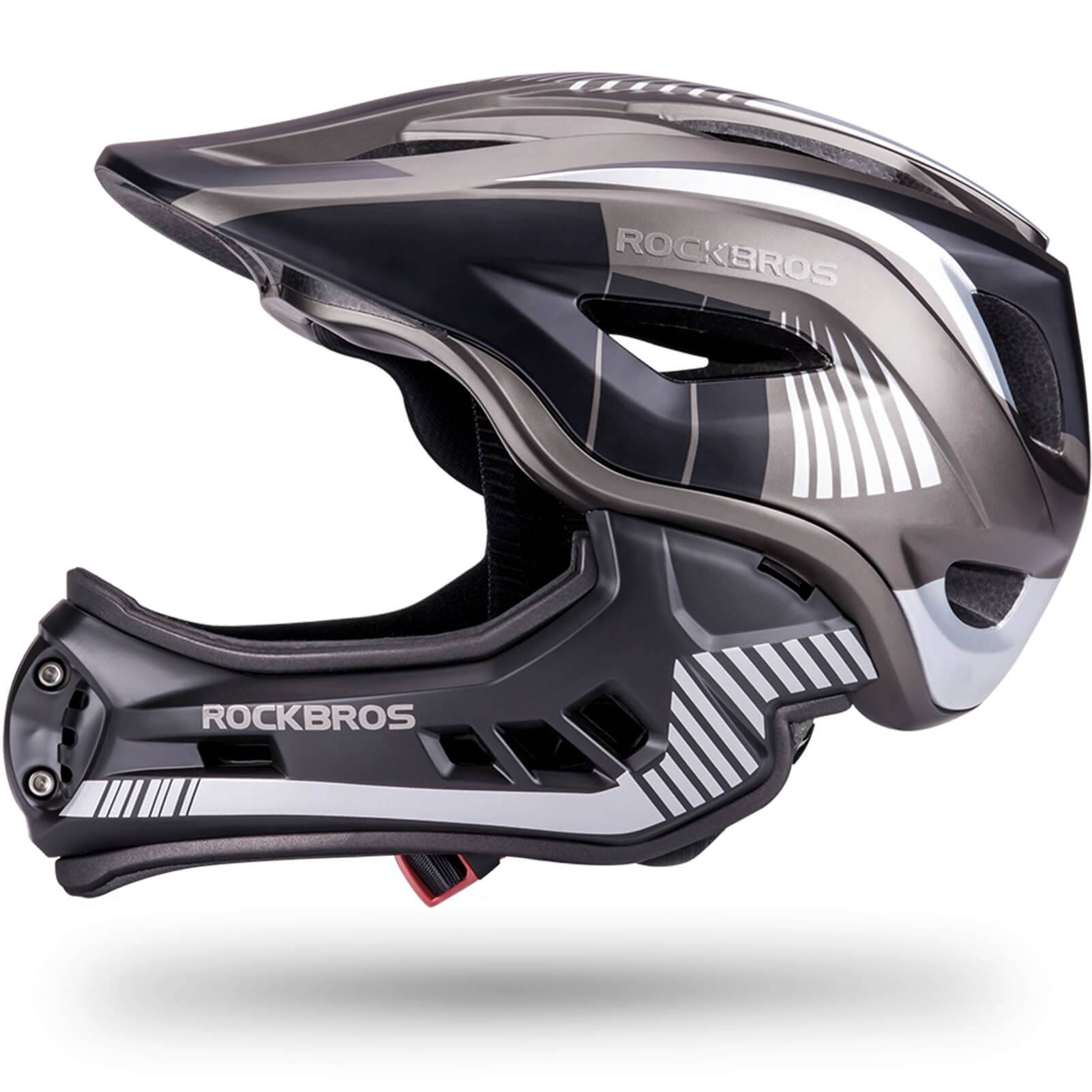ROCKBROS Kinder helm Integriert Fahrradhelm mit Abnehmbarem Kinnschutz - Titan / M (53-58CM)