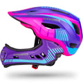 ROCKBROS Kinder helm Integriert Fahrradhelm mit Abnehmbarem Kinnschutz - Violett / S (48-53CM)