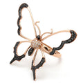 0.80 Carat Round Cut Butterfly Black And White Diamond Ring - 18K Rose Gold