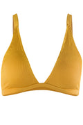 Rosie Halter Bikini Top Ribbed Gold - Small