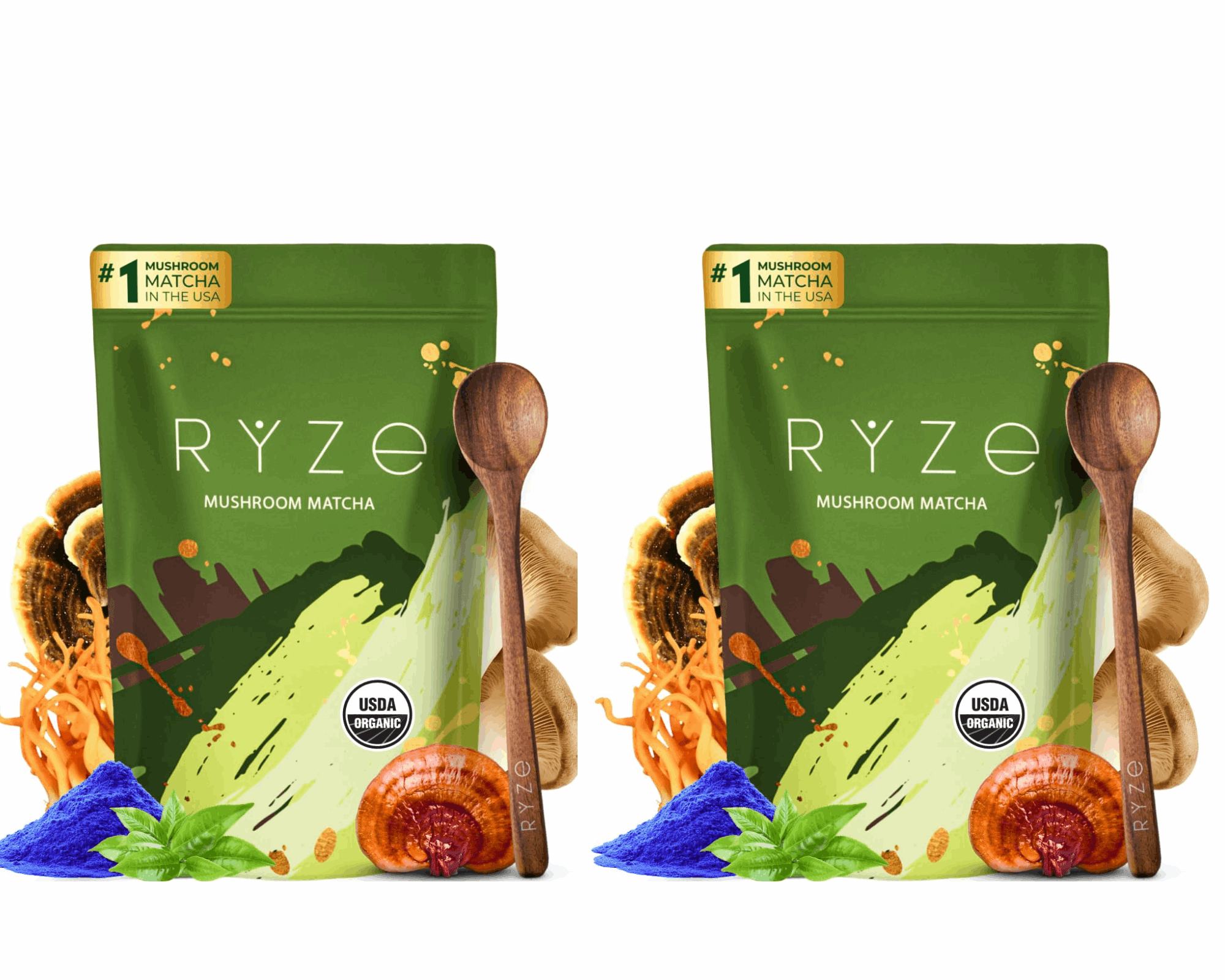 RYZE SUPERFOODS Mushroom Matcha | 30 Servings - 2 piece