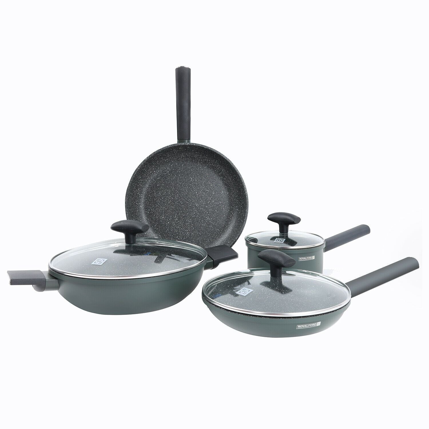 Four-Piece Non-Stick Grey Granite Cookware Set