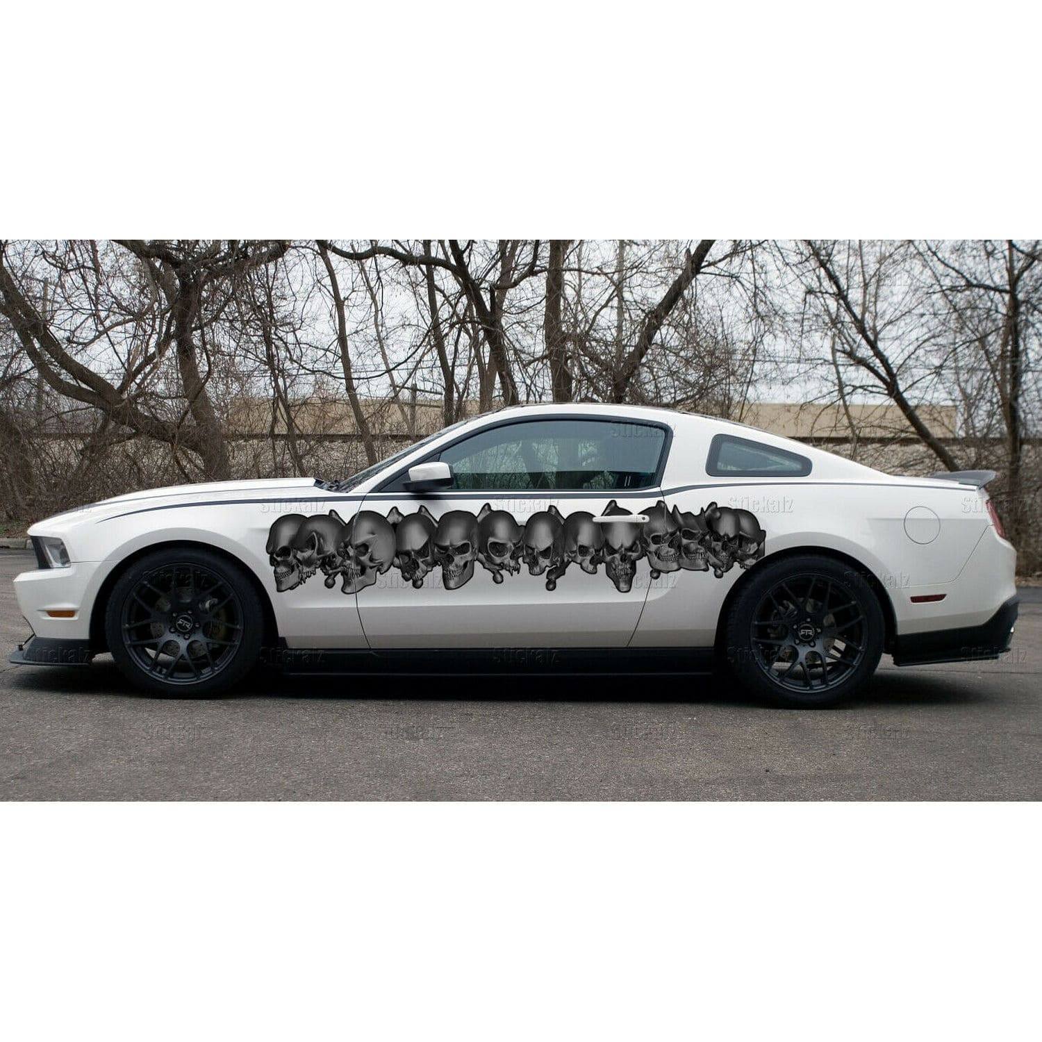 Full Color Car Side Graphics, Scull 3D Сar Vinyl, Scull Car Side Graphics - 22x135