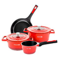 Vintage Red Non-Stick Cookware Set Four Piece
