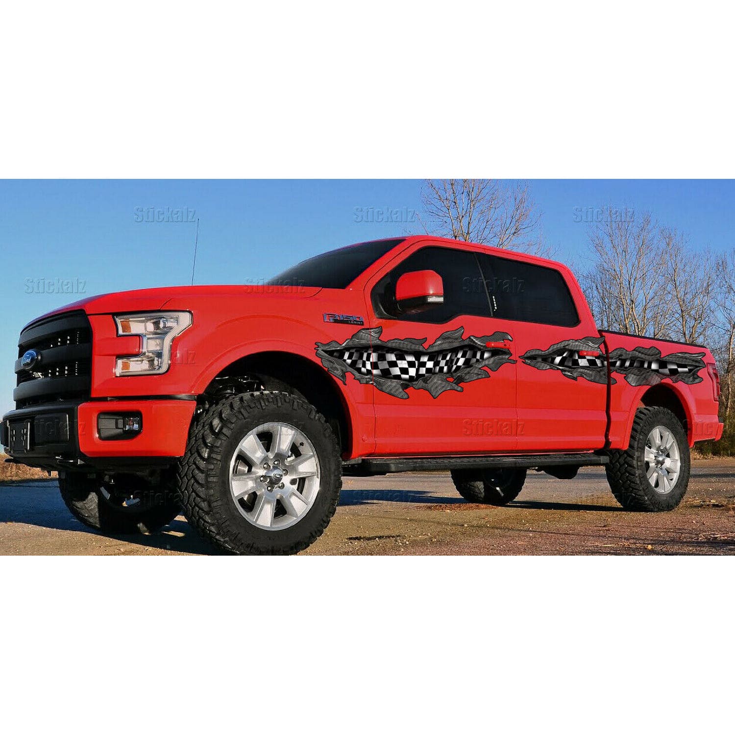 Ripped Metal Checkered Flag Car Wrap, Racing Flag Car Vinyl, Car Graphics - 26x90