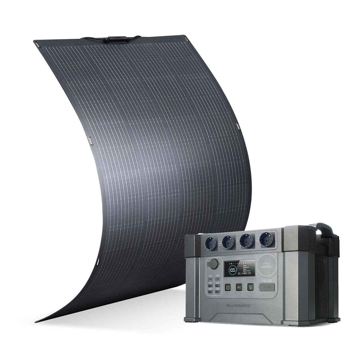ALLPOWERS S2000 Pro Mit 200W Solarpanel | 2400W Solargenerator - S2000 Pro + 1 x SF200 Flexibles Solarpanel