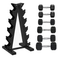 SPORTNOW 5-Tier Dumbbell Rack with 6 Hexagonal Rubber Dumbbells (2x4kg, 2x5kg, 2x6kg), Dumbbell Storage Stand Holder with Weights Sets for Home Gym