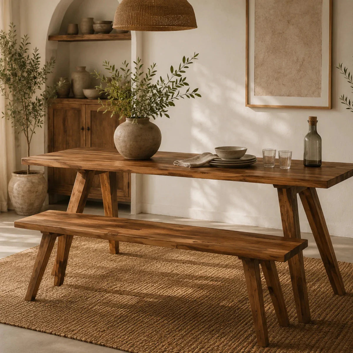 Serenova Dining Table with Bench - 84*36*30 and  1 72"  = bench 1 Dining + 1 Bench Set