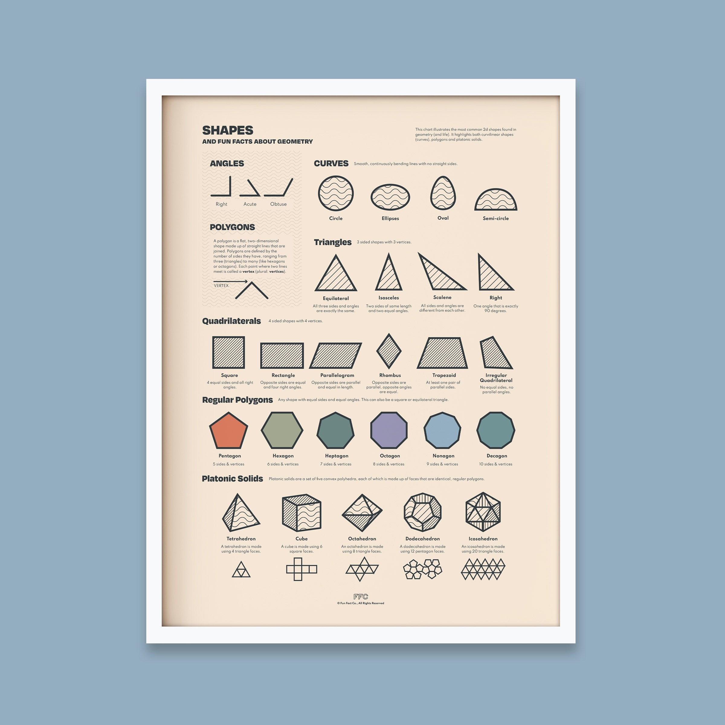Shapes Chart Print - 18x24" / White Frame