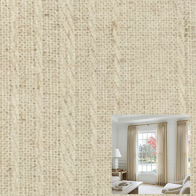 Blanched Almond Vertical Hemp Strips｜Linen curtain fabric sample｜2003-1