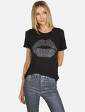 Lauren Moshi Edda Crystal Sprinkle Lip T-Shirt - XS / Black