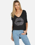 Lauren Moshi Eva Sprinkle Lip T-Shirt - S / Black