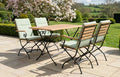 Sicily 4 Seater Teak and Wrought Iron Rectangular 120cm Garden Dining Set - Apple Green