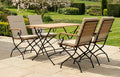 Sicily 4 Seater Teak and Wrought Iron Rectangular 120cm Garden Dining Set - Sand