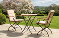 Sicily 2 Seater Teak and Wrought Iron Round 70cm Garden Dining Set - Sand