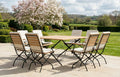 Sicily 8 Seater Teak and Wrought Iron Square 140cm Garden Dining Set - Beige