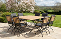 Sicily 8 Seater Teak and Wrought Iron Square 140cm Garden Dining Set - Midnight Black