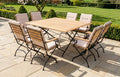 Sicily 8 Seater Teak and Wrought Iron Square 140cm Garden Dining Set - Sand