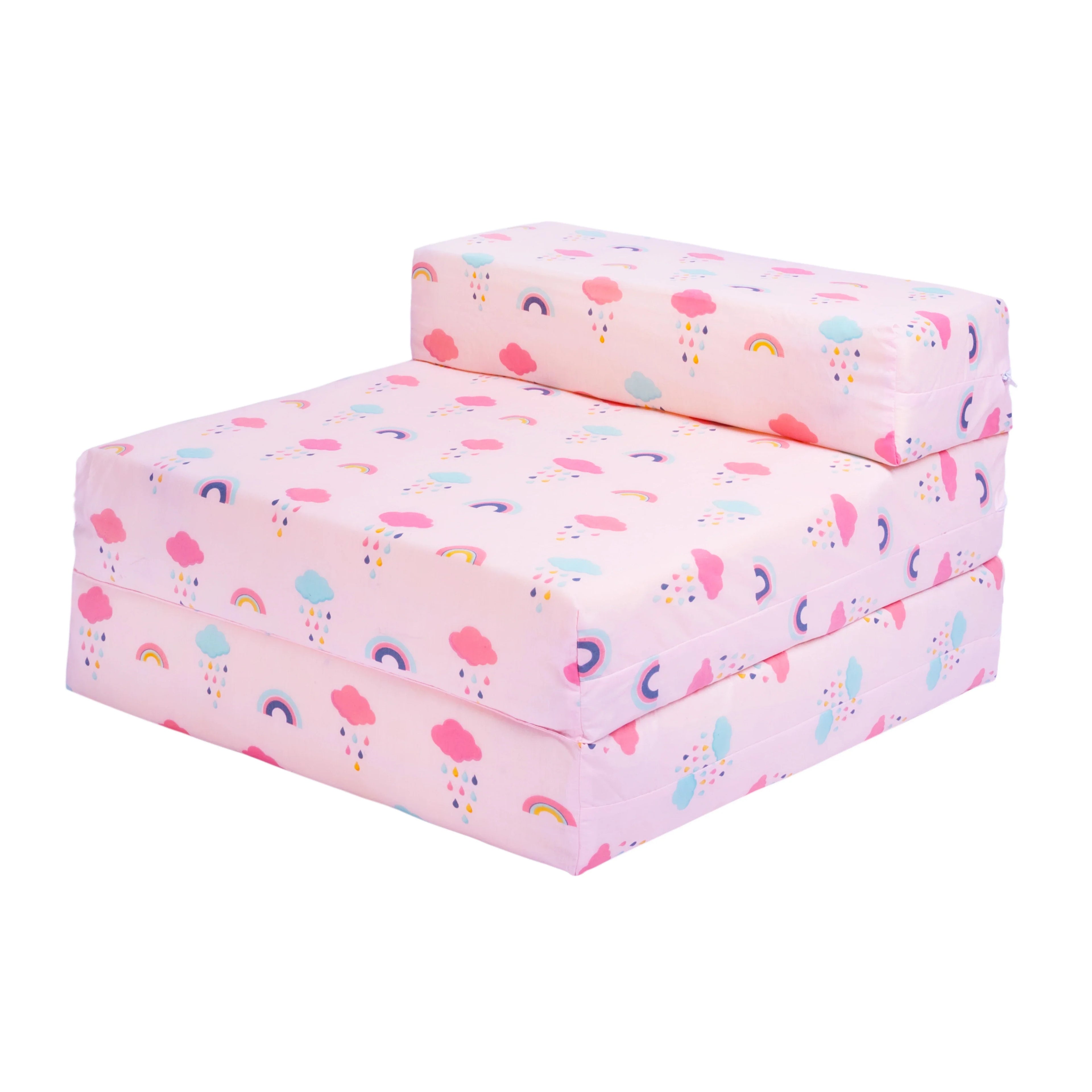 Kids Z Bed Kids Foldable Sofa Bed Guest Mattress Printed Chair Bed - Rainbow