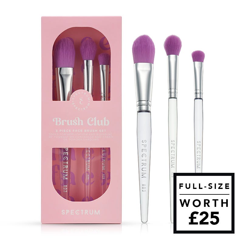 Brush Club 3 Piece Face Brush Set - Pink/Lilac