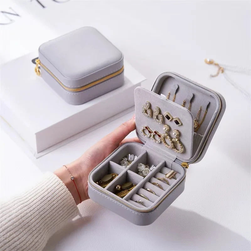 Zipper Portable Jewellery Box - Grey