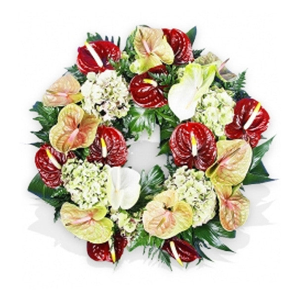 Anthurium Mix Wreath - 14 Inch