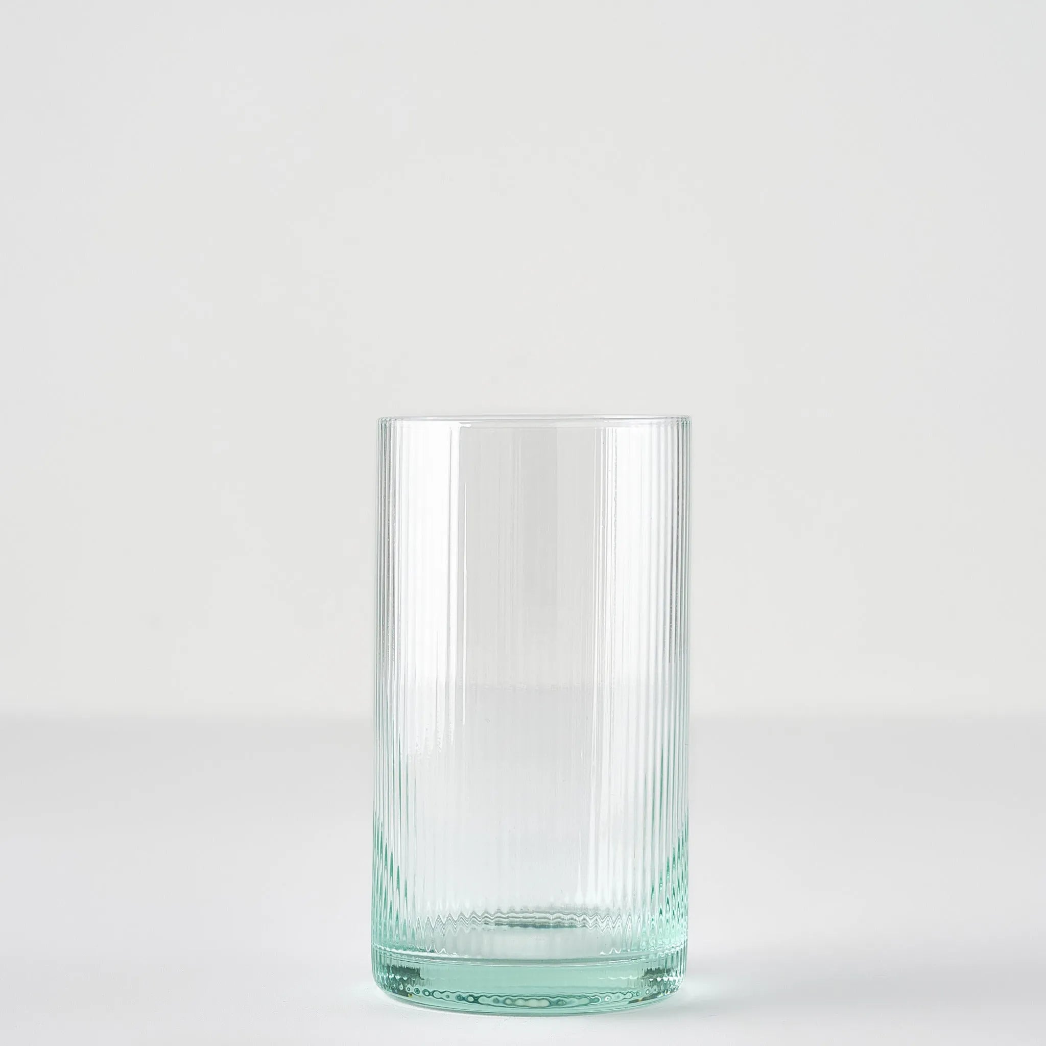 Stripe Ribbed Green Highball Glass