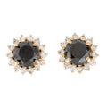 Round Black Diamond Halo Stud Earrings - 10K White Gold