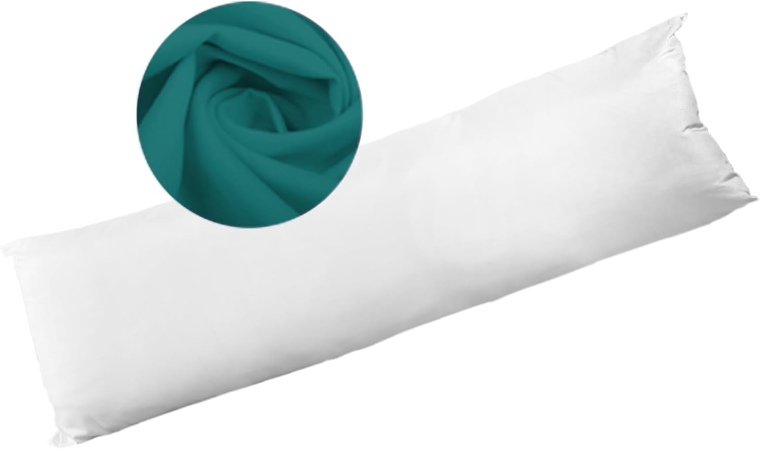 Bolster Pillow Hollowfibre Filled with Free Pillowcase - Double / Teal