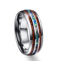 8mm Hawaiian Koa Wood and Abalone Shell Tungsten Carbide Ring - 7 / colorful