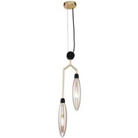 Casa Padrino Luxus HÃ¤ngeleuchte Mattgold / Schwarz 17,5 x 6,5 x H. 64 cm - Moderne Pendelleuchte