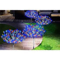 Set of 4 Solar Firework LED Christmas Lights - Outdoor Garden, Pathway & Festive Decor | Wowcher