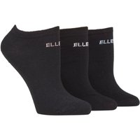 3 Pair Black Plain Cotton No-Show Trainer Socks Ladies 4-8 Ladies - Elle