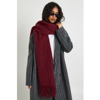 Tassel Lightweight Blanket Scarf, Rojo