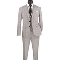 Vinci Men's 3-Piece Slim Fit Glen Plaid Suit
