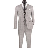 Vinci Men's 3-Piece Slim Fit Glen Plaid Suit