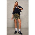 Green Camo Print Cargo Pocket Detail Micro Mini Skirt