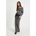 Vestido Jersey Maxi Oversize Premium Con Escote Bardot, Gris