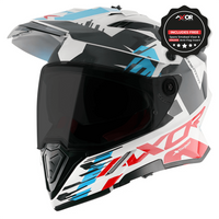Axor X-Cross Adventure Motorcycle Helmet White/Red Gloss