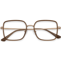 Leonel Crystal Light Brown Rose Gold Square Eyeglasses | EYDOLOGY