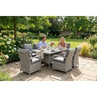 Light Grey Rattan Dining Set - 6-Seater, Weather-Resistant, Modern PE Rattan Table & Cushions | Wowcher