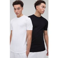 Pack De 2 Camisetas Básicas Ajustadas Al Músculo Con Cuello De Caja, Mono