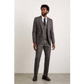 Burton Men's Slim Charcoal Wide Self Stripe Suit Trousers | Size: 30S