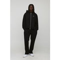 Oversized Boxy Man Script Embroidered Zip Through Hoodie Tracksuit, Negro