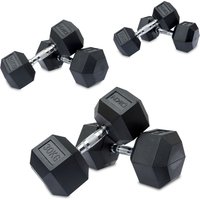 DKN 15, 20, 30kg Rubber Hex Dumbbell Set