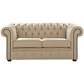 Chesterfield 2 Seater Shelly Ivory Leather Sofa Settee